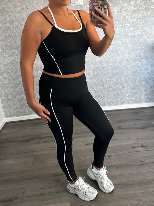 Double Breasted Vest & Piped Leggings Set