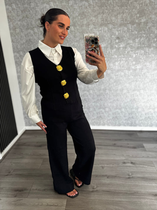 3 Piece Button Waistcoat & Straight Leg trouser Co-ord